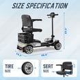 thumbnail image 5 of REARFIT Foldable 4 Wheels Mobility Scooter for Seniors, Electric Wheelchair with Detachable Battery, Dual Baskets, Cup & Phone Holder, 330lbs, Silver, 5 of 12