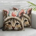 thumbnail image 3 of Orinice  Happy Easter Rabbit Ears Cat Throw Pillow Cover,  Easter Eggs Holiday Cushion Case Decoration for Sofa Couch White, 3 of 5