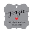 thumbnail image 1 of Darling Souvenir GRAZIE Thank You Wedding Favors Gift Paper Tag Custom Party Hang Tags-Gray-100 Tags, 1 of 1