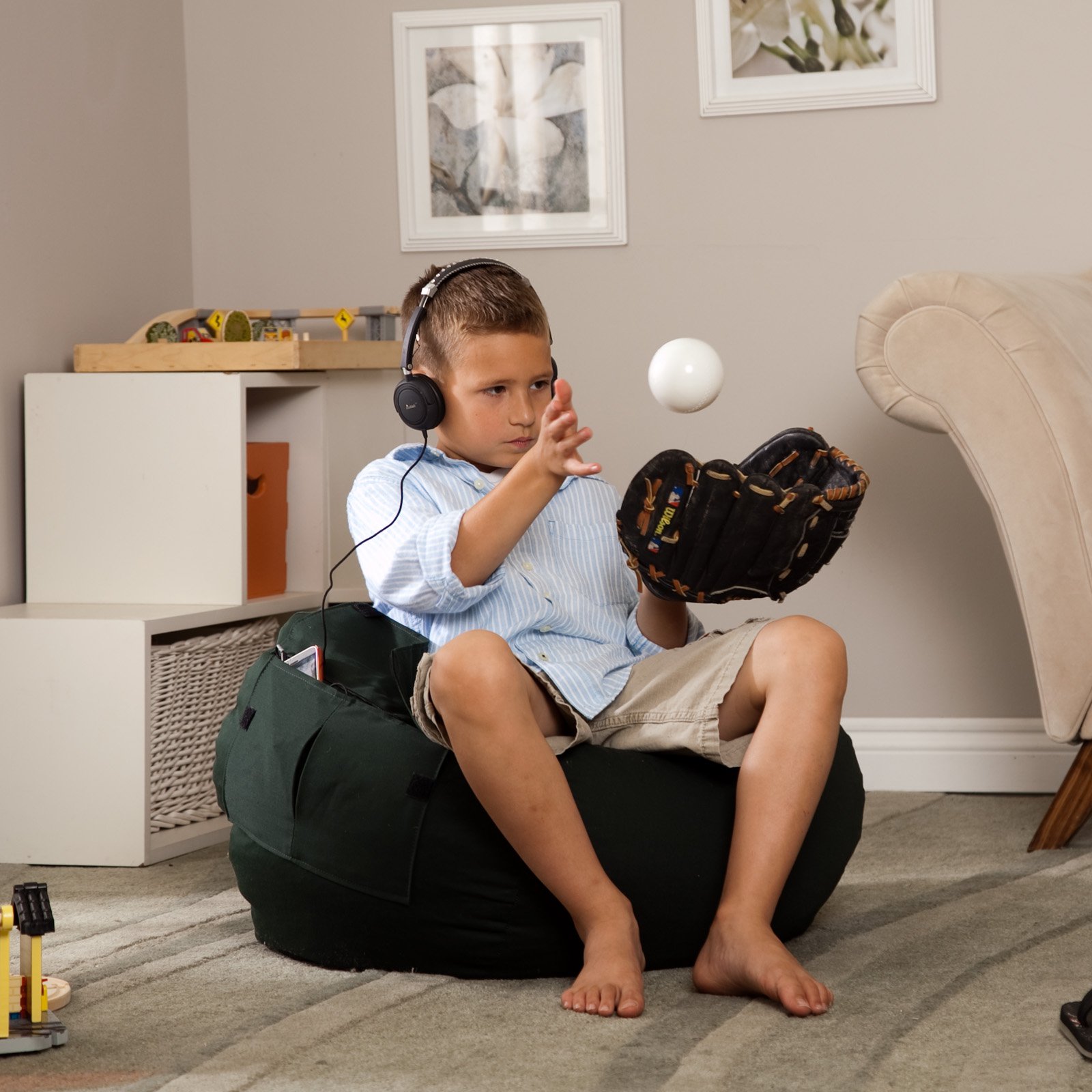 Small/Toddler Denim Look Bean Bag with Cargo Pocket