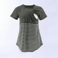 thumbnail image 6 of Fengqque Comfortable and Convenient Women's Nursing Tops Solid Color Stripe Print Short Sleeve Breastfeeding Clothes Top, 6 of 9