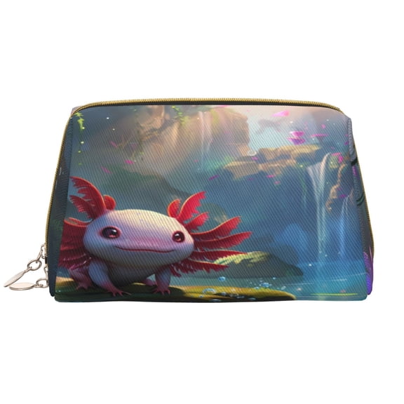 Xecao Pond Cute Axolotl Print Fashion Makeup PVC Bag Large Capacity Travel Cosmetic Bag for Women Organizer Toiletry Clutch