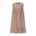 thumbnail image 4 of Kaemgyyd Women's Summer Dresses Solid Color Loose Sleeveless Tank Dress Crew Neck High Waist Tiered Sundresses Beach Clothes, 4 of 6