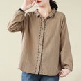 thumbnail image 1 of Qiopertar Blouse Décontractée en Lin à Manches Longues pour Femmes Printemps Été Col Rabattu Hauts Amples en Solde Livraison Gratuite à Moins de 5$ jusqu'à 90 % de Réduction, 1 of 6