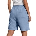 thumbnail image 4 of Womens Bermuda Shorts Casual Textured Drawstring Shorts Elastic Waist Loose Fit Summer Comfy Shorts with Pockets, 4 of 5