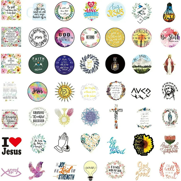 60PCS Bible Stickers Jesus Stickers,Christian Jesus Scripture  Stickers,Bible Verse Stickers,Bible Journaling Supplies,Christian Stickers  for Water Bottles,Christian Stickers for Adults Decals(Bible Stickers)