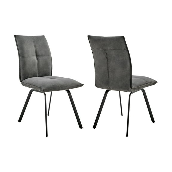 Rylee Dining Room Accent Chair in Blue Fabric and Black Finish - Set of 2