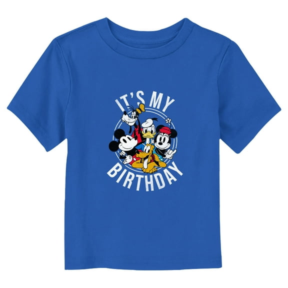 Toddler's Mickey & Friends It's My Birthday Graphic Tee Royal Blue 4T
