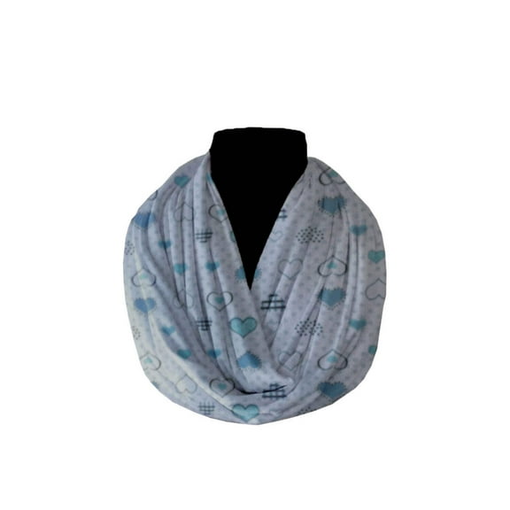 Cotton Blend Infinity Scarf Hearts and Dots Print