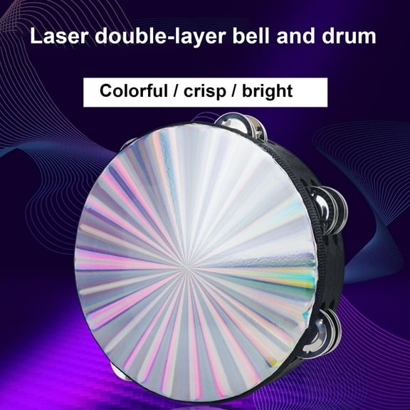 Joernso Eco-friendly Radiant Tambourine Shiny Surface ABS Reflective Drum Head Percussion Instrument for Party