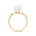 thumbnail image 2 of ANGARA Solitaire Japanese Akoya Cultured Pearl Bypass Ring with Diamonds in 14K Yellow Gold for Women | June Birthstone, Birthday, Anniversary, Jewelry Gift for Women | Pearl Ring, 2 of 8