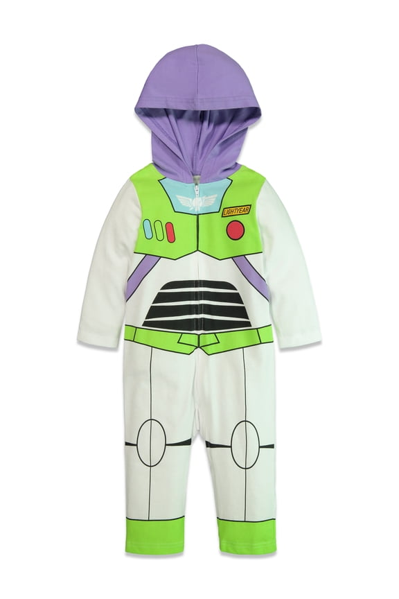 Disney Pixar Toy Story Buzz Lightyear Toddler Boys Costume Coverall Hood White 2T