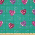 thumbnail image 2 of Ambesonne Valentines Fabric by the Yard Microfiber, Celebration Romance, 10 Yards, Red Fuchsia Teal, 2 of 2