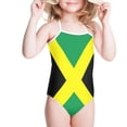thumbnail image 2 of SEANATIVE Kids One Piece Swimwear for Girls Patriotic Jamaica Flag Bikini Swimming Suit Size 5-6 Years Quick Dry Lace Up Beach Bathing Suit, 2 of 5
