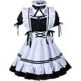 thumbnail image 1 of Delantal para ayudante en limpieza francés de Anime, disfraz de Lolita, disfraz de Cosplay, guantes con orejas de gato peludo, conjunto de calcetines, traje de sirvienta blanca L Rojo Verde, 1 of 5