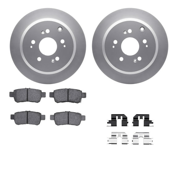 Dynamic Friction Company Rear Geospec Brake Rotors with 5000 Advanced Brake Pads includes Hardware 4512-59170