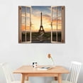 thumbnail image 2 of Nawypu  Canvas Nature Wall Art Modern Paintings &amp; Prints Decorations Cloudy Eiffel Tower Glam Window View Romantic Wall Hanging Artwork for Bedroom Office Kitchen, 2 of 6