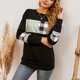 thumbnail image 3 of Women Long Sleeved T Shirt Crew Neck Plaid Patchwork Tight Cuffs Loose Pullover Shirt Sweatshirt for Party Work Travel White Plaid XL, 3 of 8