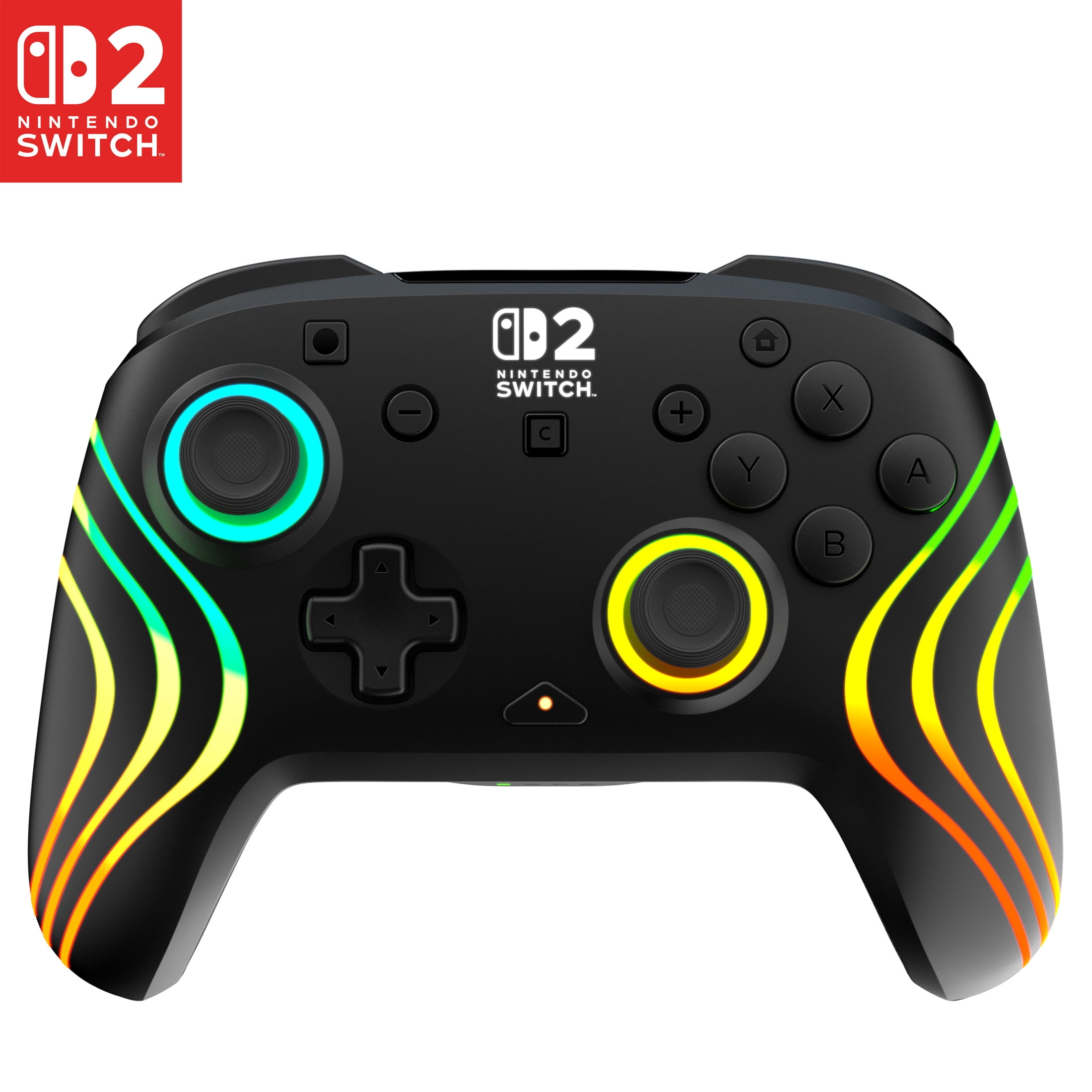 Turtle Beach Afterglow Wave Wireless RGB Gaming Controller (Black) - Officially Licensed for Nintendo Switch 2, Nintendo Switch - Customizable Lighting, TMR Sticks, RBG