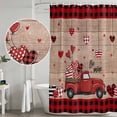 thumbnail image 4 of Polyester Fabric Red Valentine's Day Shower Curtain, Truck Plaid Love Heart Wooden Waterproof Bathtub Curtain Bathroom Decor Set with Hooks 36 x 78 Inches, 4 of 6