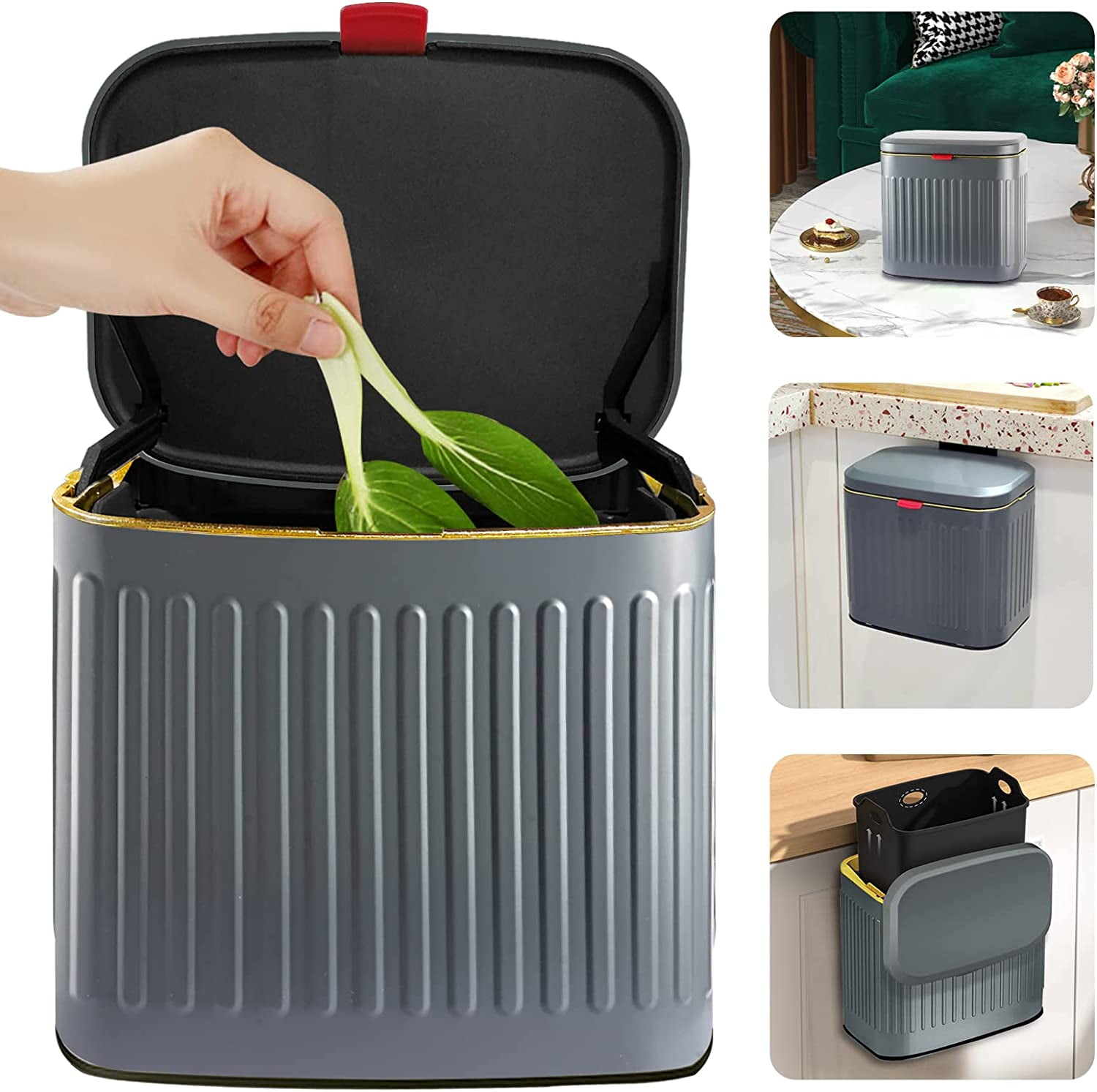 Cubos De Basura Cubo De Basura Colgante Para Encimera Con Tapa