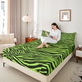 thumbnail image 4 of Manfei Animal Print 4 Pieces Queen Sheet Sets,Zebra Print Ultra Soft Flat Sheet,Abstract Stripes Queen Fitted Sheet,Wildlife Bedroom Decoration, 4 of 7