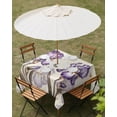 thumbnail image 3 of Purple Iris Square Outdoor Tablecloth, Waterproof Table Cloth Cover with Umbrella Hole and Zipper, Vintage Butterfly Flowers Beige Table Protector for Patio Party Picnic 54"x54", 3 of 6