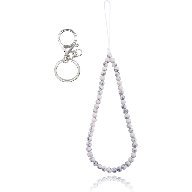 Correa para teléfono con dije de piedra turquesa, colgante para teléfono hecho a mano con cuentas de gema turquesa, cordón antipérdida.