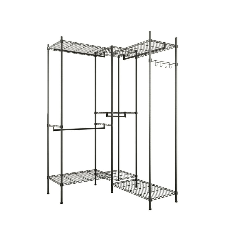 Freestanding Closet Organizer, Portable Closet Wardrobe Heavy Duty Clothes  Rack, Freestanding Clothing Rack with Hang Rods75x 18x 77 inches