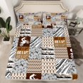 thumbnail image 2 of Homewish Modern Motorcycle Player Full Size Sheets for Teen, Brown Stripes Wave Bed Sheets, Fashion Plaid Patchwork Sheet Sets, Lightweight Room Decor, 4pcs, 2 of 7