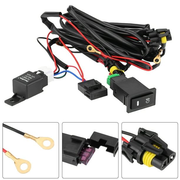 Kit de arnés de cabo de 2 cables, barra de luces LED, 12 V, luz antiniebla LED universal para coche, interruptor de encendido/apagado, arnés de cabo, kit de relé de fusibles para luces de trab Ecomeon no