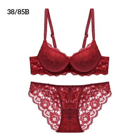 

Lace Bra Set Push up Adjustable Girls Hollow Lingerie Underwear Breathable