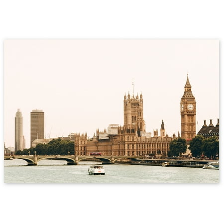Awkward Styles London Cityscape Poster Decor Palace of Westminster Wall Art for Home Big Ben Print Poster Decor Thames River Picture Unframed Artwork from London English Souvenirs Printed Photo