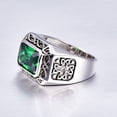 thumbnail image 5 of Men's 8X12mm Radiant Cut Created Emerald 925 Sterling Silver Wedding Engagement Band Size 6-14, 5 of 7