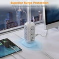 thumbnail image 4 of Tower Power Strip Flat Plug with 11 Outlets 3 USB (1 USB C),  Surge Protector Tower 1625W/13A,1050J Protection, 6 Feet Extension Cord with Multiple Outlets, Office Desk Supplies, Dorm Essentials, 4 of 6