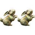 thumbnail image 3 of MesaSe 2pcs Chinese Zodiac  Mini Statue Vintage Brass Bunny Model Desktop  Craft Ornament, 3 of 8