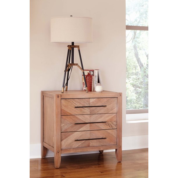 Tawny 3 Drawer Nightstand White Washed Natural Walmart Com Walmart Com