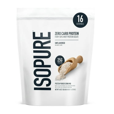 Isopure Zero Carb 100% Whey Protein Isolate Powder, Unflavored, 25g Protein, About 16 Servings