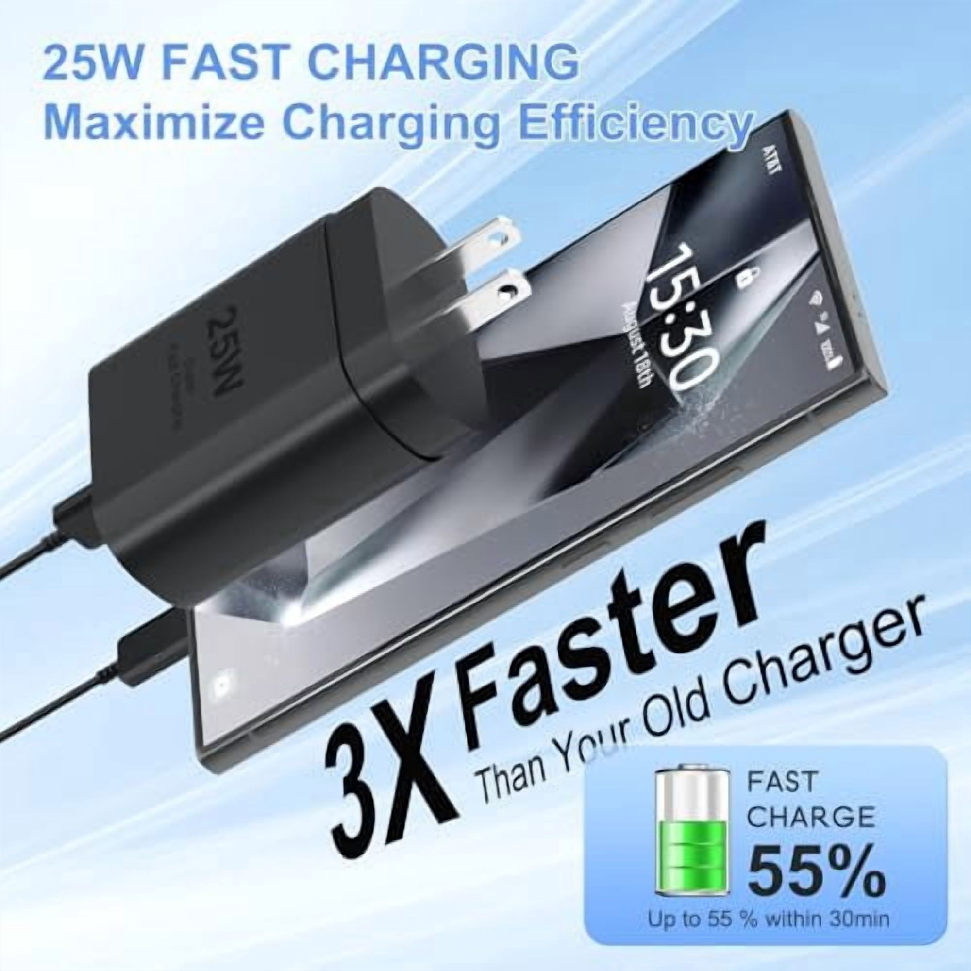 Typpkmm USB-C Super Fast Charging Wall Charger 6ft, Black