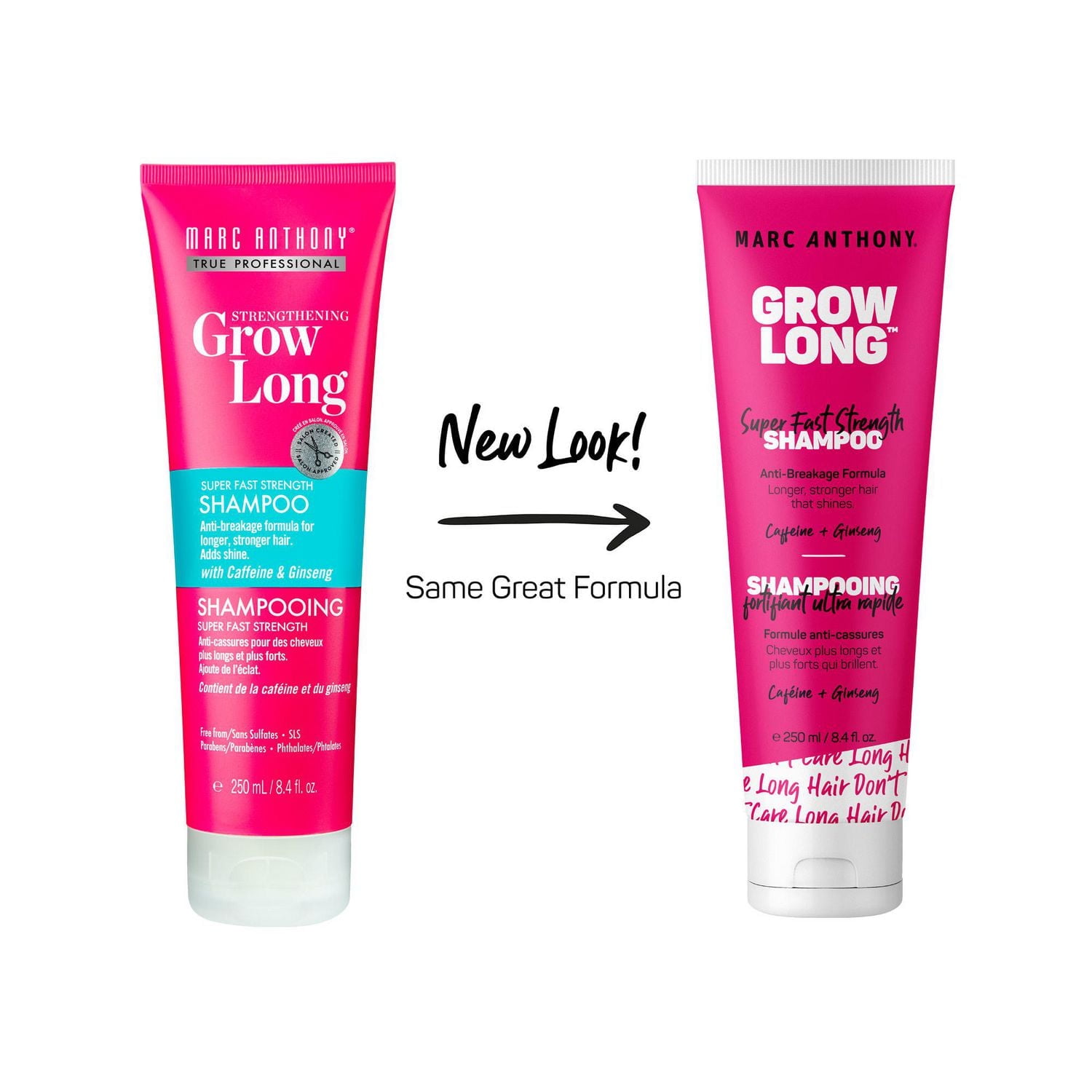 Shampoing renforçateur de vitamine E super rapide sans sulfate Ginseng Caffeine Grow Long de Marc Anthony 250 ml