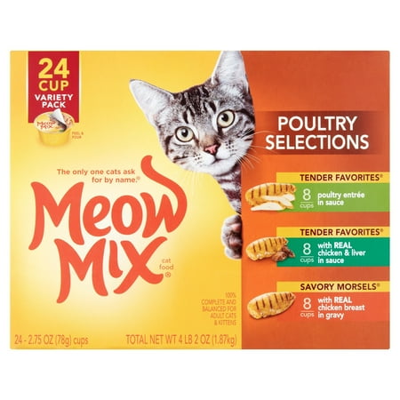 Meow Mix Poultry Selections Variety Pack Wet Cat Food, 2.75 Oz, 24 Ct