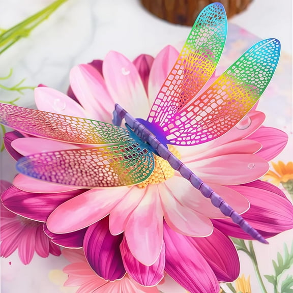Pop Up Cards, Dragonfly Gifts for Women, 3D Popup Colorful Dragonfly & Gerbera Daisy Greeting Cards for Her, Birthday Card for Mom, Wife, Sister, Grandma, Blank Notecard & Envelope