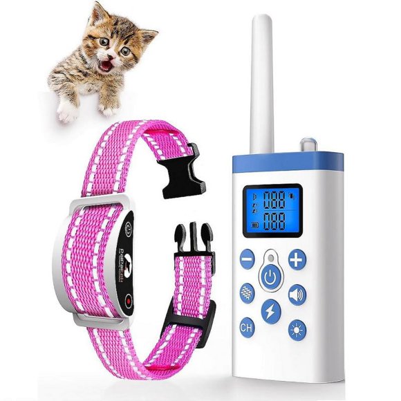 PaiPaitek Cat Shock Collar with Remote, Cat Training Collar with Auto Anti-Meow, Beep, Vibration, Safety Shock 4 Modes for Bad Behaviour, Rechargeable, Effective for Stopping Cat Meowing