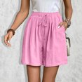 thumbnail image 5 of RYRJJ Bermuda Shorts for Women Knee Length Elastic Waist Drawstring Loose Wide Leg Shorts Summer Casual Beach Short 2025(Hot Pink,XL), 5 of 9