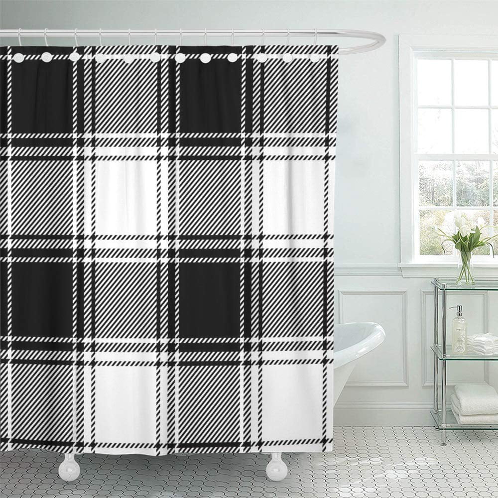 KSADK Gingham Plaid Check Pattern in Black and White Retro Big Border