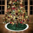 thumbnail image 3 of Festive Christmas Tree Skirt 35.43 Inch - Christmas Tree Collar with Stripes, Sequins & Golden Green Accents, Enchanting Base Decoration for Xmas Tree, Holiday Home Decor(Green), 3 of 8