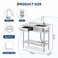 thumbnail image 5 of Studyset Stainless Steel Laundry Utility Sink, Freestanding Single Bowl Kitchen Sink with Hot & Cold Water Faucet, Built-In Wash Board, Drawer, Drain Basket, Dish Rack for Laundry Room, Garage, 5 of 8