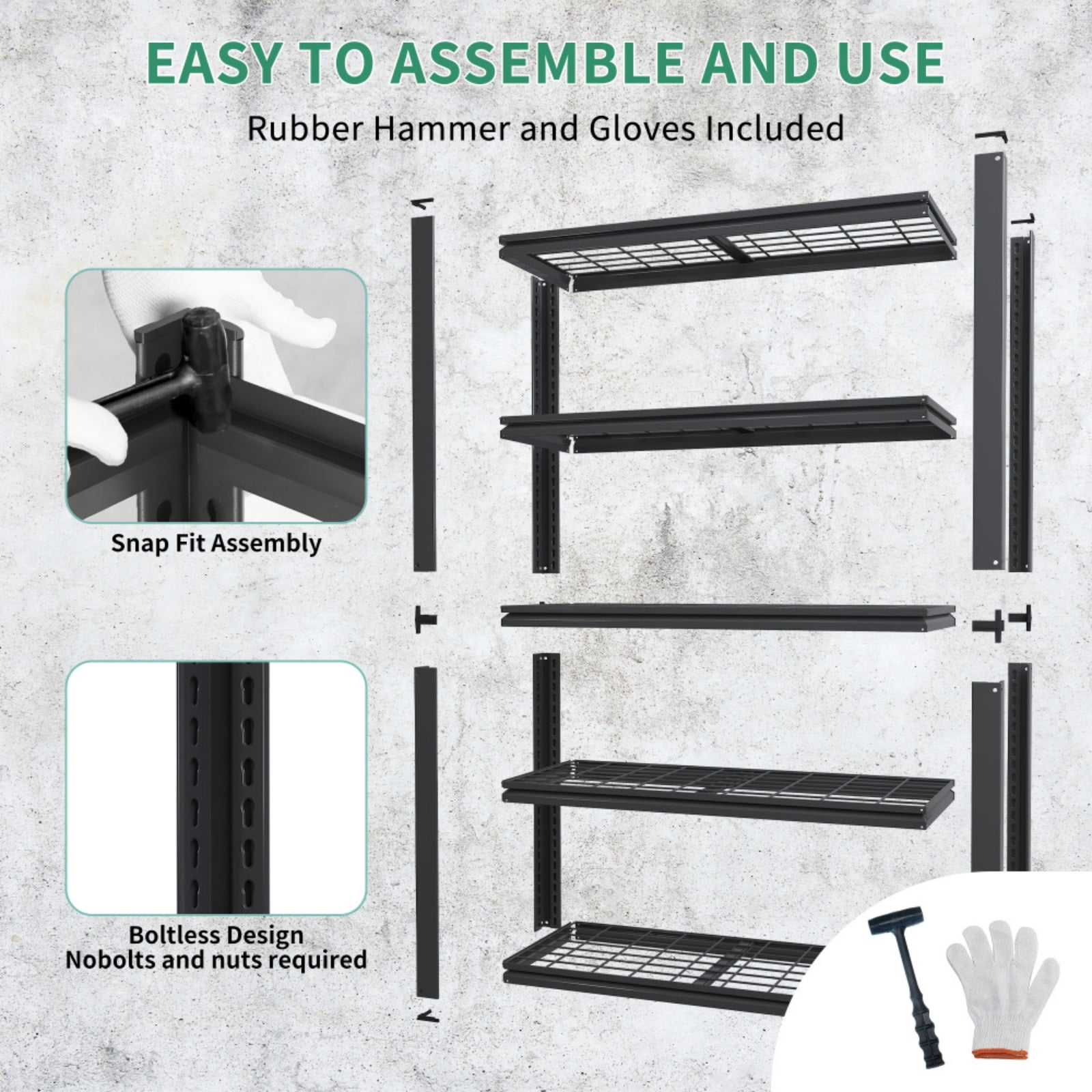 Metal Shelves for Storage Garage Shelving 2000LBS Heavy Duty Storage Shelves Adjustable Garage Shelf Industrial Shelving Unit Storage Utility Rack