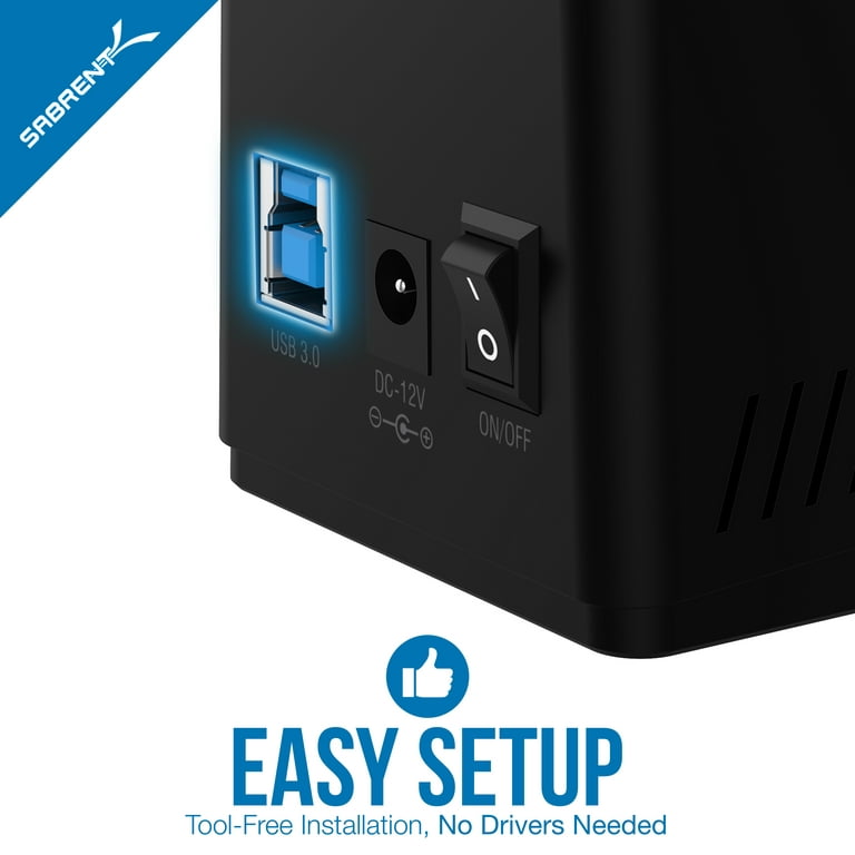 Sabrent USB 3.0 to SATA External Hard Drive Docking Station for 2.5" or HDD, SSD [Support UASP] (EC-UBLB) - Walmart.com