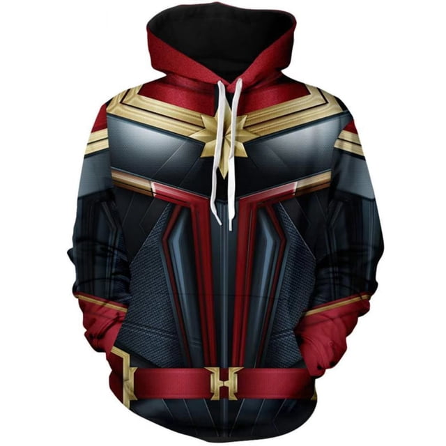 Disfraz de capitán Marvel Carol Danvers para hombre y mujer, Sudadera con capucha de Anime, chaqueta de Halloween, Top